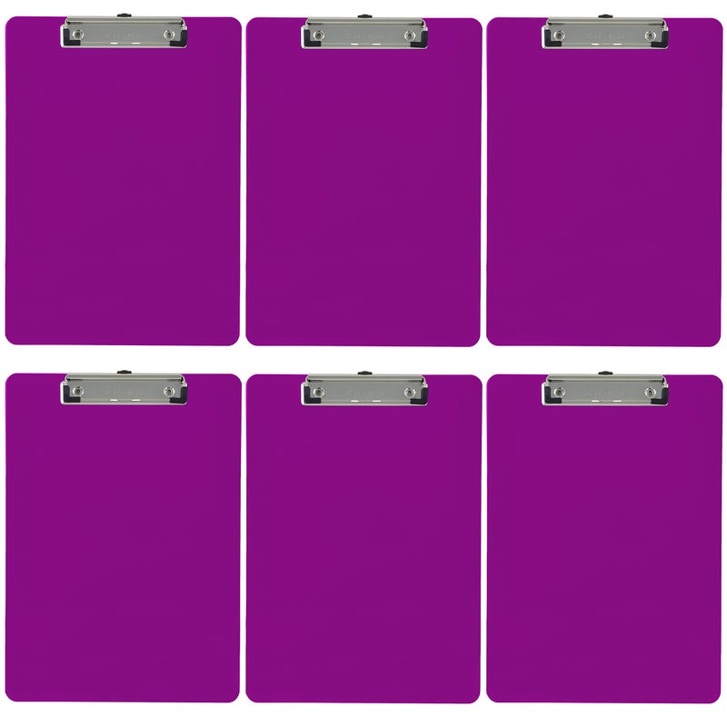 Trade Quest Plastic Clipboard Opaque Color Letter Size Low Profile Clip (Pack of 6) (Purple) - Image 1